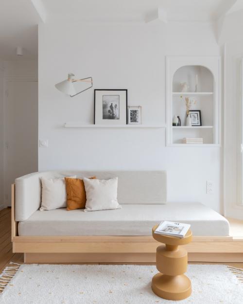 Светлый воздушный интерьер французской однушки 35 м 2. полная реновация квартиры в старинном жилом доме. 02