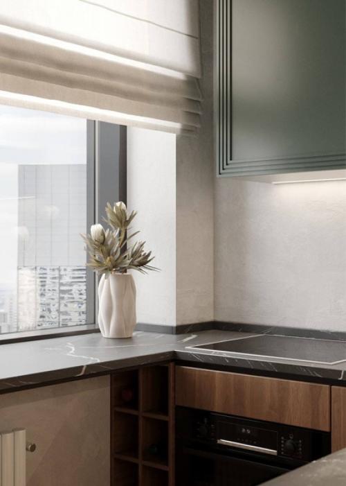 Кухня - гостиная в новом проекте в Москве. 01