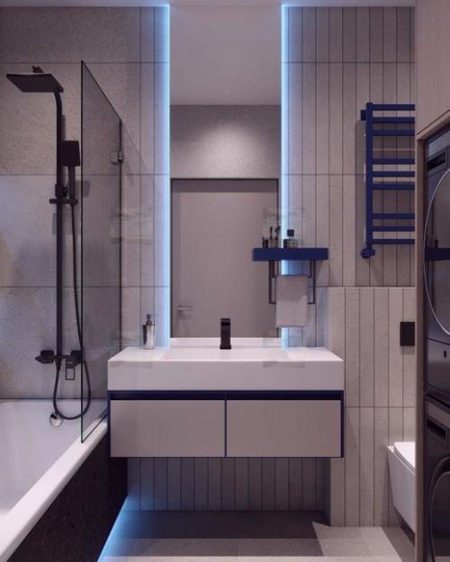 Интерьер ванной - это не только мебель и сантехника, но и отделка стен и пола. 01