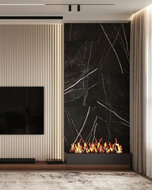 Очень уютная кухня - гостиная с камином. 06