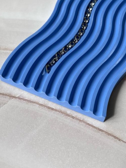 Декоративный поднос Волна и стакан из гипса ручной работы красивый и изящный предмет для вашего интерьера. 01