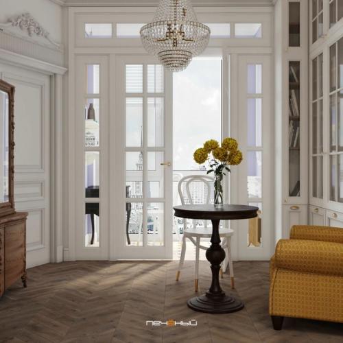 Интерьер однокомнатной квартиры в стиле эклектика от студии дизайна Печёный. 01