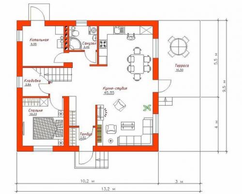 Эскиз проекта двухэтажного дома. 03