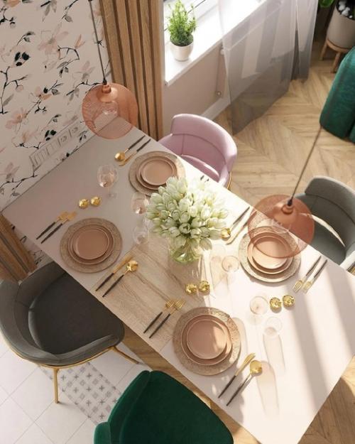 Приятный интерьер кухни - гостиной и балкона. 07