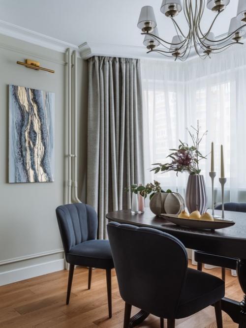 Мятно - зеленая кухня и нейтральная гостиная. 05