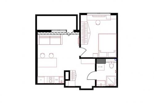 Интерьер 1-комнатной квартиры 36, 1 м 2 (40, 5 м 2 с балконом) в ЖК Никольский в Тюмени. 09