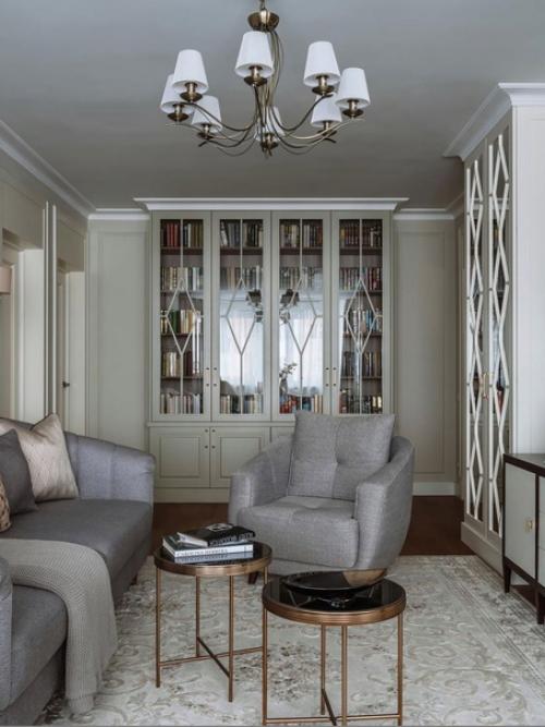 Мятно - зеленая кухня и нейтральная гостиная. 08