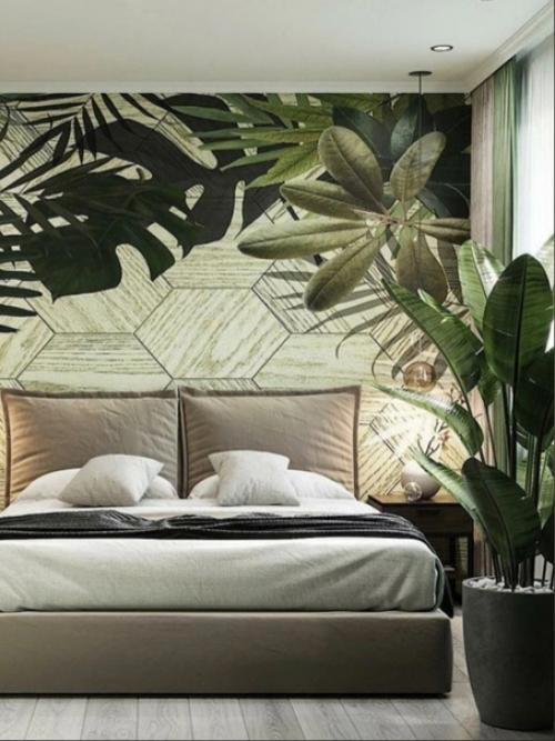 Один из последних трендов в обойной моде - крупные изображения листьев. 05