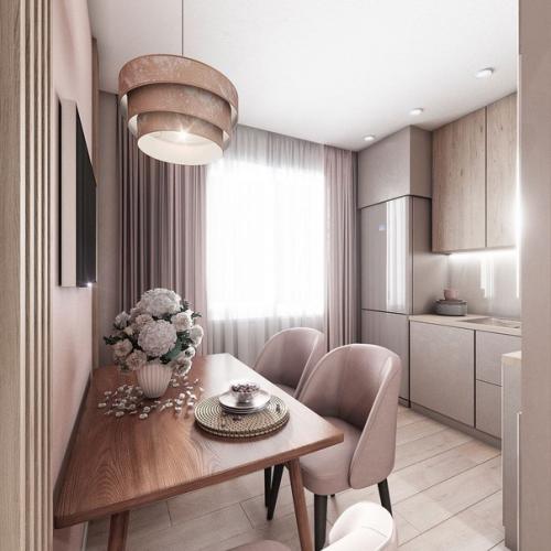 2 х - комнатная квартира с зонирование одной комнаты на гостиную - спальню (18 м. вторая комната - детская. 06