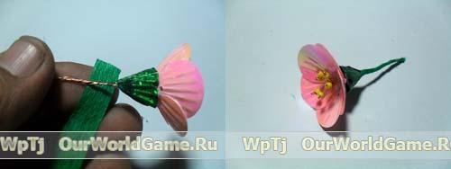 Мастер класс веточка цветущей вишни из пайеток и бусинок. 05