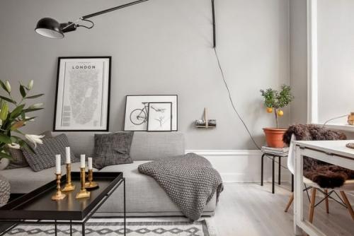 Интерьер квартиры в сером цвете 38 кв. 03