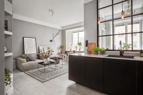 Интерьер квартиры в сером цвете 38 кв. 02