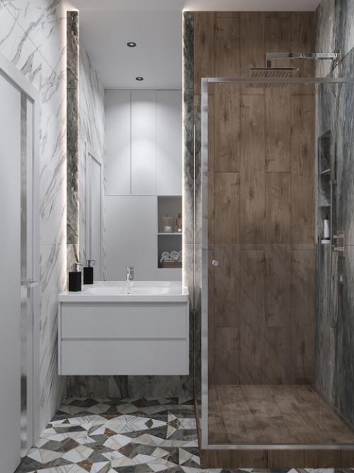 Интерьер квартиры площадью 36, 37 м 2 в ЖК ленинградка, 58 выполнен в современном стиле. 05