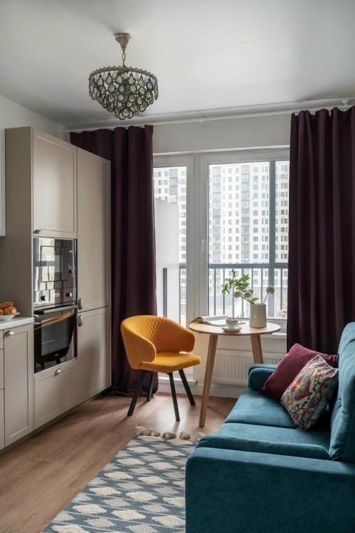 Цветной интерьер 1-комнатной квартиры 31, 2 м 2 (34, 1 м 2 с лоджией) в Люберцах, мо. 01