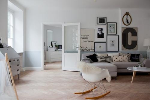 Интерьер недели.   Классическая шведская квартира с большими окнами и практически полностью белыми стенами. 01