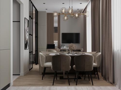 Интерьер квартиры площадью 36, 37 м 2 в ЖК ленинградка, 58 выполнен в современном стиле. 01