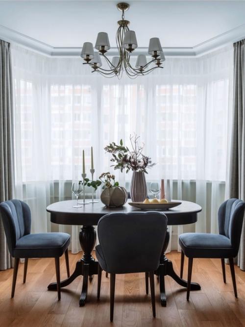 Мятно - зеленая кухня и нейтральная гостиная. 04