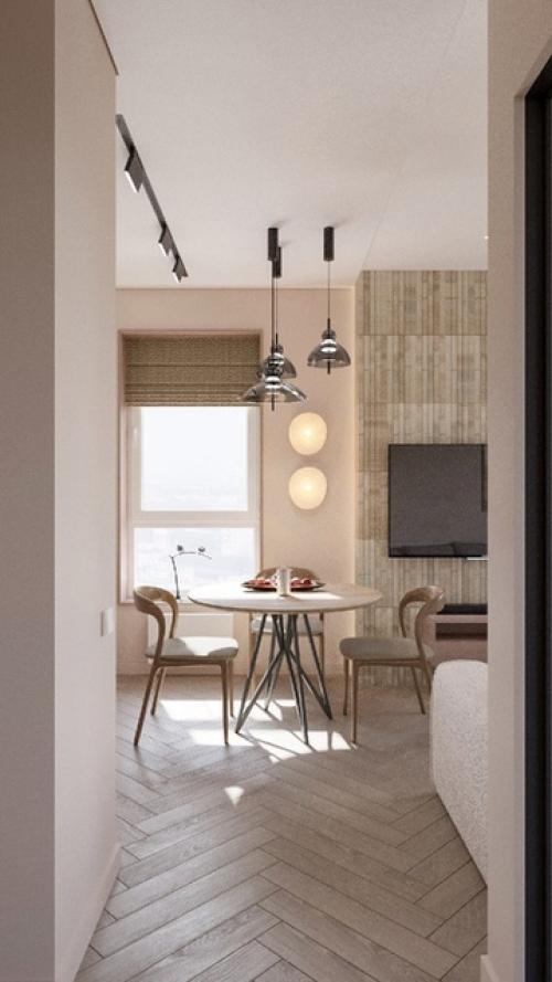 Интерьер спальни и кухня поближе из этого же проекта. 01