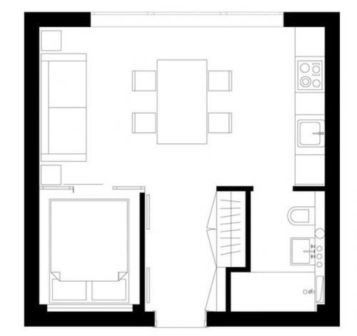 Однокомнатная квартира 25 кв. 08