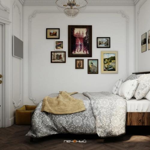 Интерьер однокомнатной квартиры в стиле эклектика от студии дизайна Печёный. 06