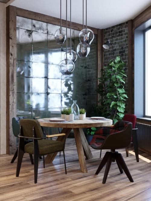 Интерьер кухни - гостиной в брутальном стиле. 02