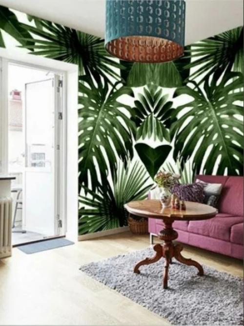 Один из последних трендов в обойной моде - крупные изображения листьев. 03