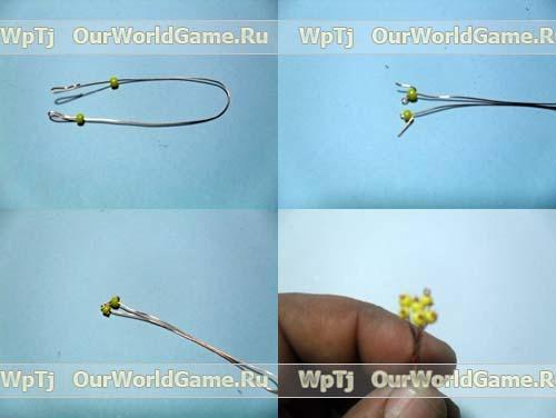 Мастер класс веточка цветущей вишни из пайеток и бусинок. 02