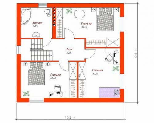 Эскиз проекта двухэтажного дома. 04