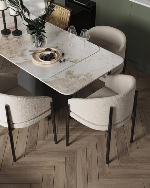 Артистичный, богемный интерьер кухни - гостиной в стиле авангардной классики, иронично обыгранной современностью. 01