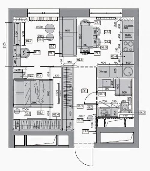 Интерьер квартиры площадью 36, 37 м 2 в ЖК ленинградка, 58 выполнен в современном стиле. 09