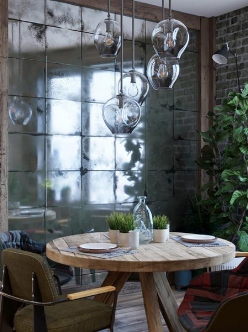 Интерьер кухни - гостиной в брутальном стиле. 07