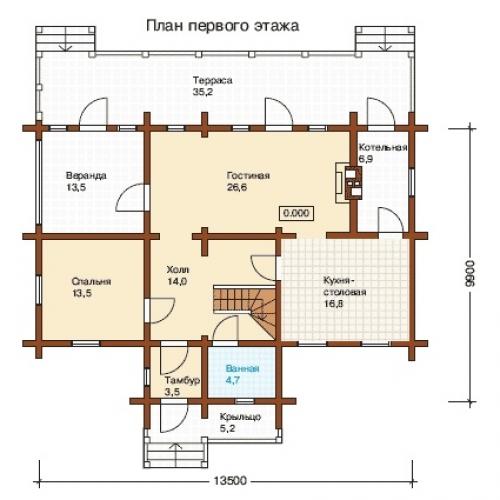 Эскизный проект деревянного коттеджа. 01
