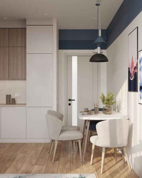 Интерьер кухни - гостиной в спокойных приятных тонах. 05