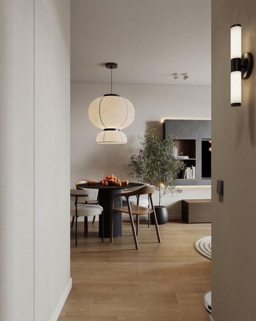 Интерьер этой квартиры выполнен в современном минималистичном стиле с элементами скандинавского дизайна. 02