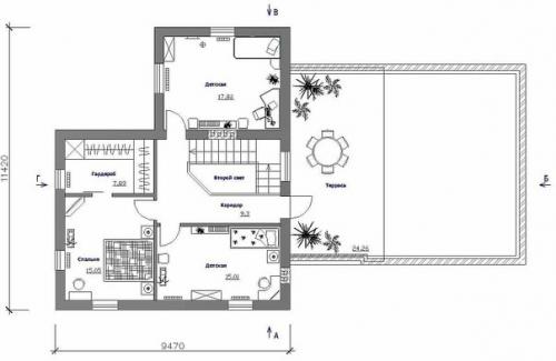 Проект одно - двухэтажного жилого дома Элин - утонченная асимметрия. 03 Проект одно - двухэтажного жилого дома Элин - утонченная асимметрия. 03