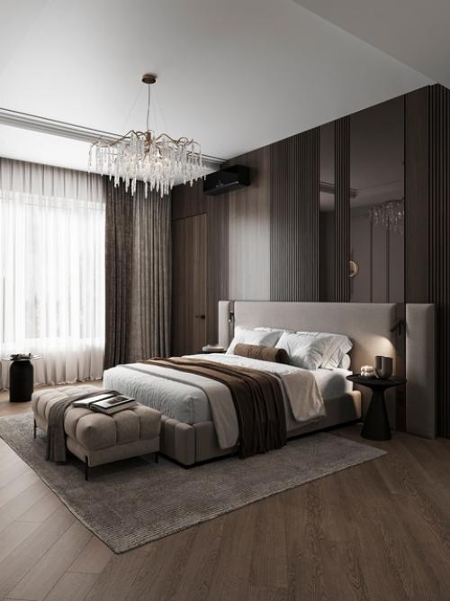 Современная роскошь в теплых тонах: спальня от Елены глининой. 02