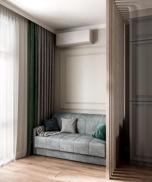 Проект кyxни - гостиной с выпoлнeнием очeнь тяжелой задaчи. 02