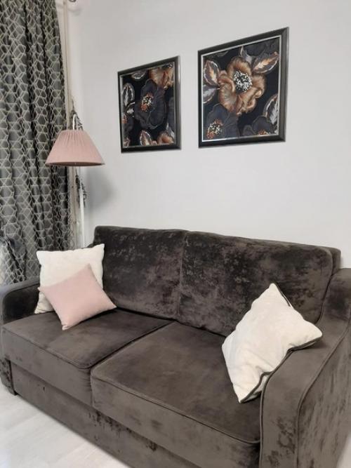 Первый торшер белая Удочка с абажуром пыльная роза. 01