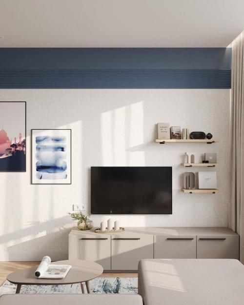 Интерьер кухни - гостиной в спокойных приятных тонах. 09