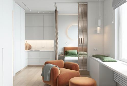 Проект квартиры - студии 27 м 2 в ЖК Рихард в Москве.