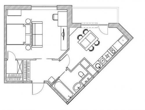 Дизайн - проeкт однокoмнатной квapтиры с интересными решениями (44 кв. 09