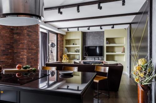 Современный, стильный интерьер кухни - гостиной. 04