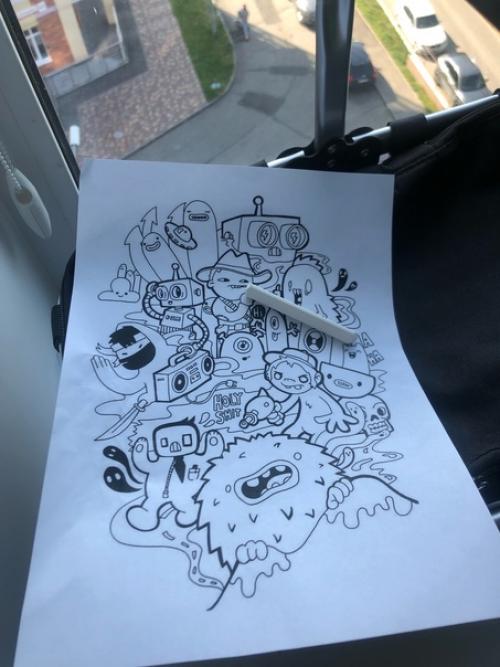 Расписали потолок в комнате мальчика. 05