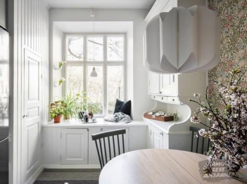 Зеленая кухня со стенами, оклеенными роскошными обоями William Morris. 04 Зеленая кухня со стенами, оклеенными роскошными обоями William Morris. 04