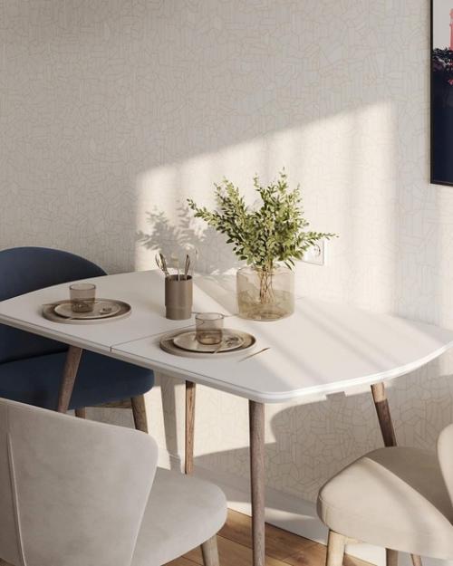 Интерьер кухни - гостиной в спокойных приятных тонах. 07