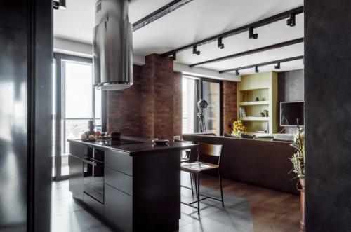 Современный, стильный интерьер кухни - гостиной. 01