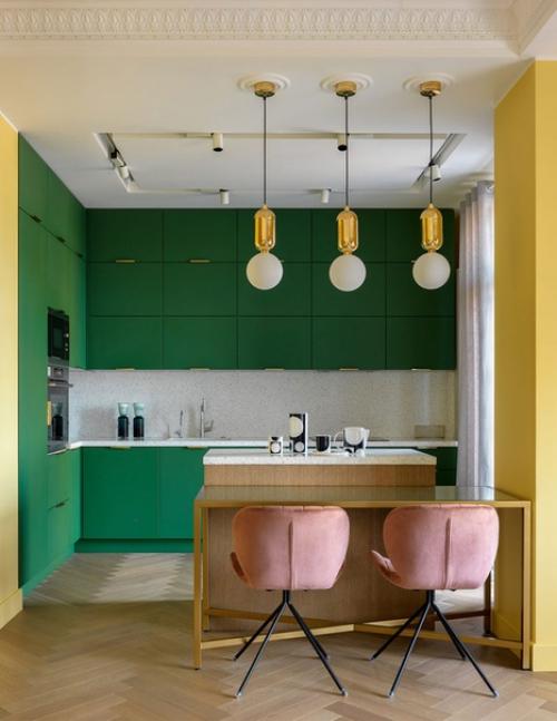 Желтый интерьер с ретро - нотками в Москве (70 кв. 04