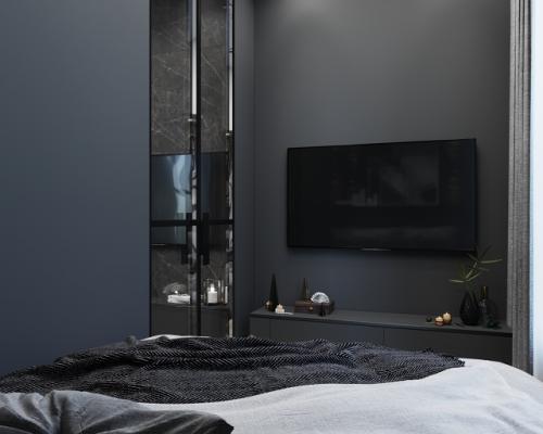 Проект квартиры - студии 30 м 2. прямоугольную комнату зонировали на кухню - гостиную и спальню перегородкой со стеклом. 06