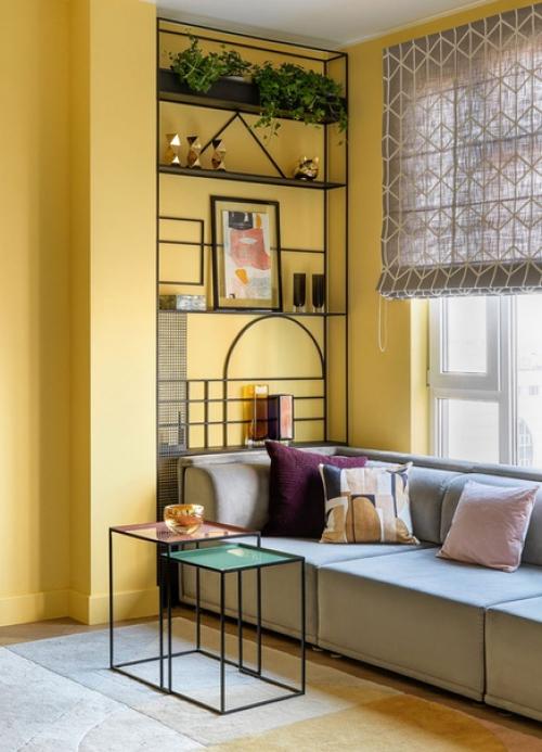 Желтый интерьер с ретро - нотками в Москве (70 кв.
