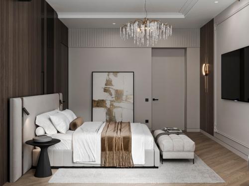 Современная роскошь в теплых тонах: спальня от Елены глининой. 04